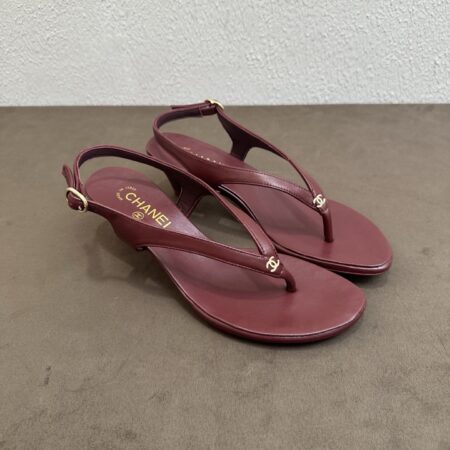 Chanel Metal Double C Toe Post Buckle Fine Heel Sandals