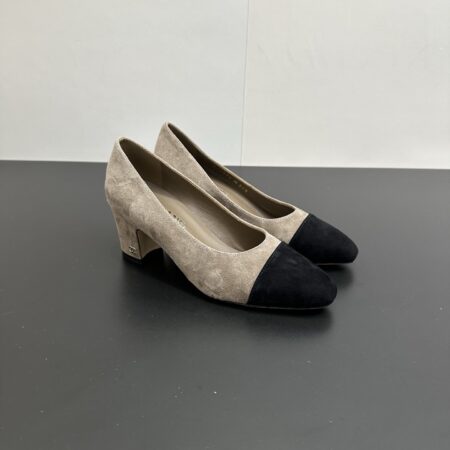 Chanel Coco Sheepskin Patchwork 6.5cm High Heels Shoes