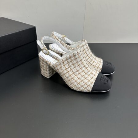 Chanel Color Blocked Versatile 6.5cm High Heeled Sandals