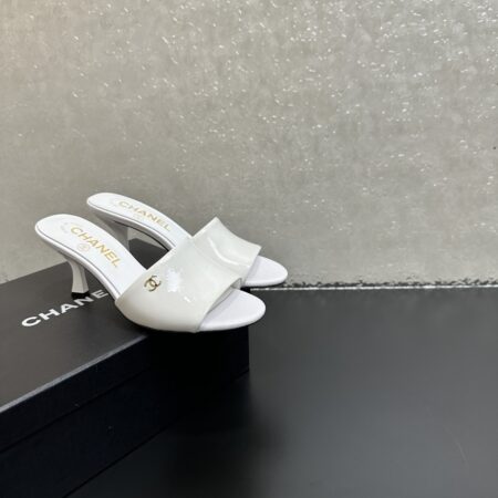 Chanel Classic Patent Leather Slim Heeled Slippers