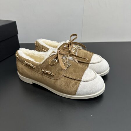 Chanel New Splicing Chain Wool Casual Flat Shoes