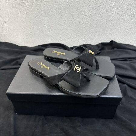 Chanel Bow Shaped Sheepskin Slippers