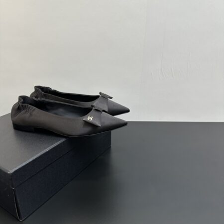 Chanel Pointed Bow Elastic Mouth Boat Shoes