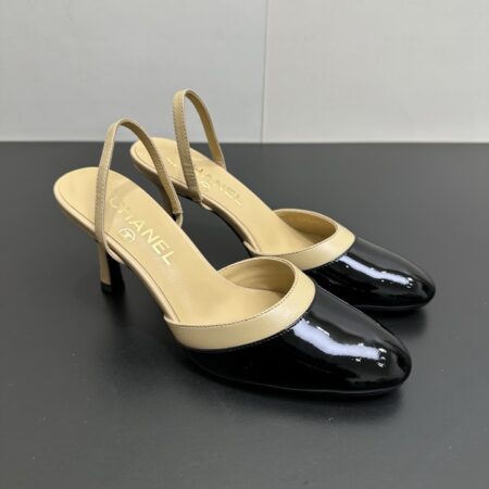 Chanel Lacquer Leather Patchwork Sheepskin High Heels Sandals