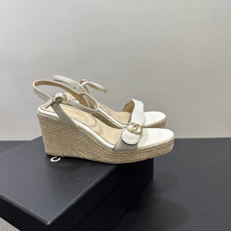 Chanel Sheepskin Hemp Rope Sponge Bottom Thick Soled Sandals