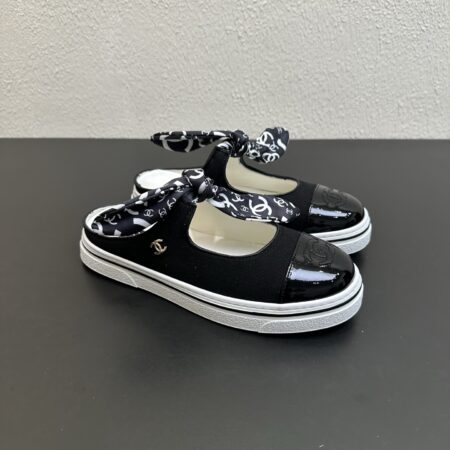 Chanel Rabbit Ears Bow Mary Jane Half Slippers