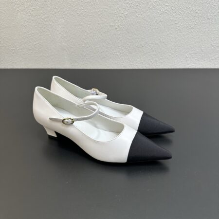 Chanel Sharp Pointed Low Heeled Mary Jane Shoes