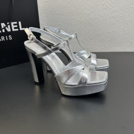 Chanel Retro Square Toe Thick Heel Waterproof Platform Sandals