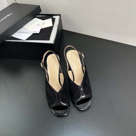 Chanel Rear Empty Fish Mouth 8.5cm High Heeled Sandals