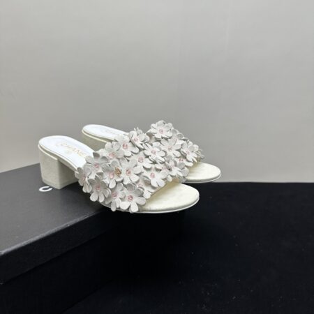 Chanel Spring And Summer Small Flower High Heels Slippers