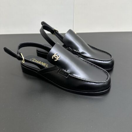 Chanel Double C Button Back Empty Loafers Sandals