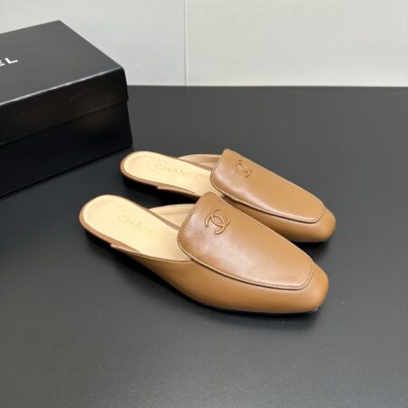 Chanel Classic Double C Button Back Empty Loafers Sandals