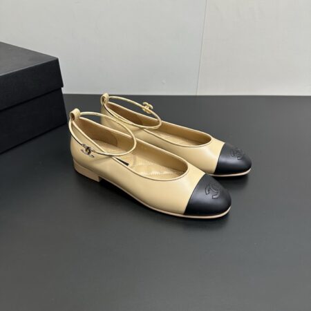 Chanel Metal Ankle Strap Ballet Flats Shoes