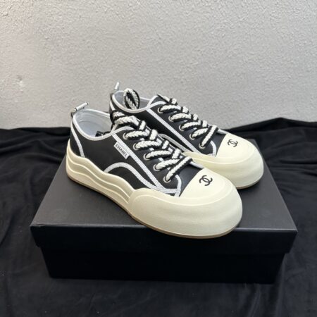 Chanel Wave Thick Soled Denim Canvas Casual Sports Shoes