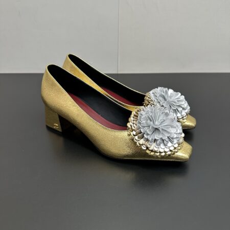 Chanel Camellia Lambskin High Heeled Shoes