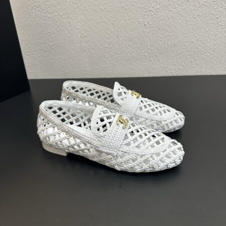 Chanel Spring New Woven Lambskin Hollow Loafers