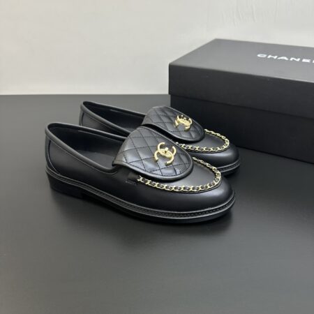 Chanel Flip Chain Double C Cowhide Loafers