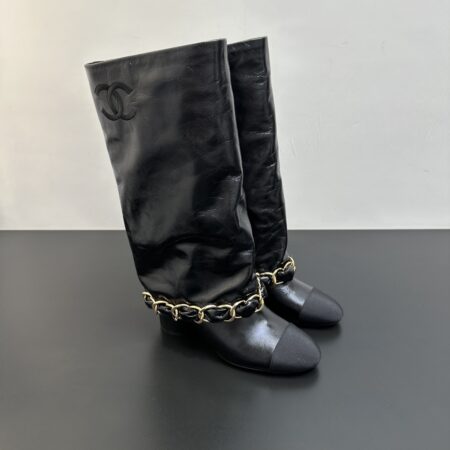 Chanel Autumn And Winter Chain Thick Heel Pants Boots