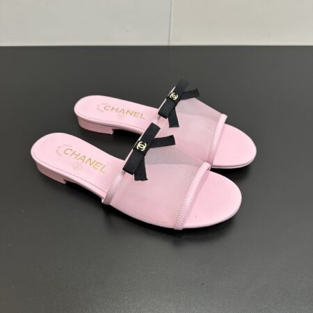 Chanel Mesh Bow Straight Cool Flat Slippers