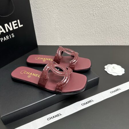 Chanel Classic Lambskin Leather Double C Flat Slippers