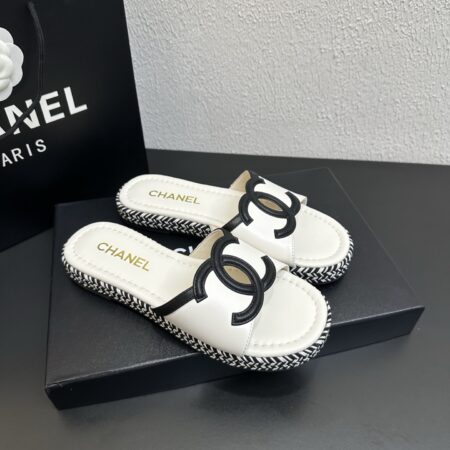 Chanel Double C Woven Sole One Piece Slippers