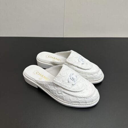 Chanel Lambskin Double C Half Mop Loafer Slippers