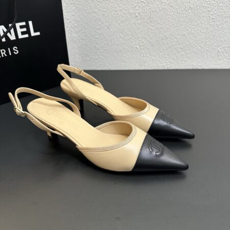 Chanel Sharp Pointed Double Tone High Heels Sandals