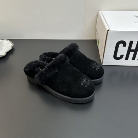 Chanel Wool Splicing Suede Cowhide Half Slippers