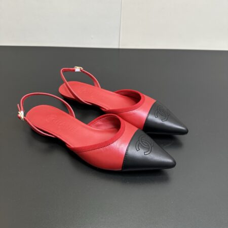 Chanel Sharp Pointed Dual Tone Flat Sandals