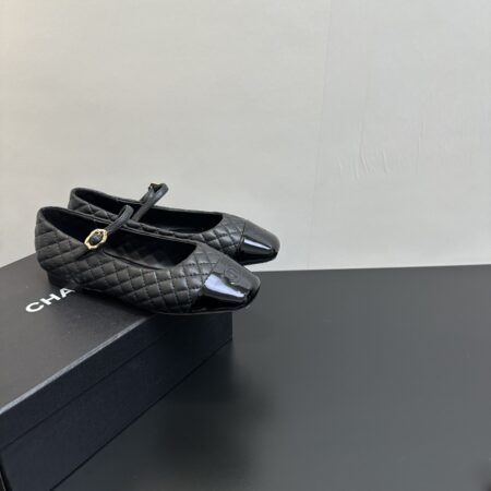 Chanel Classic Diamond Grid Square Toe Mary Jane Flat Shoes