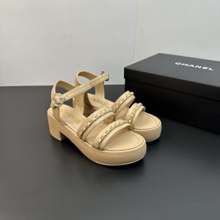 Chanel Lambskin Thick Soled Platform Sandals