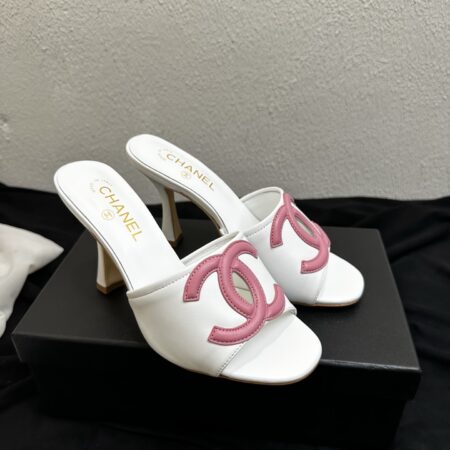 Chanel Double C High Heeled Candy Colored Slippers