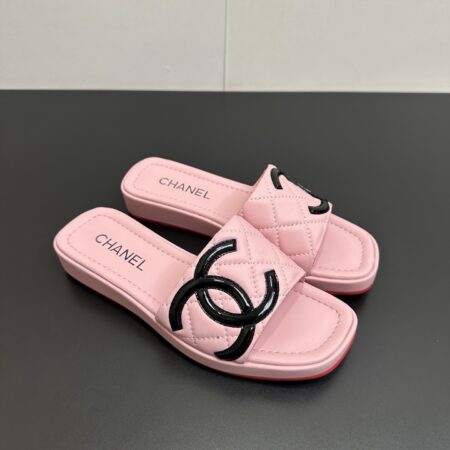 Chanel Thick Soled Diamond Grid Slippers