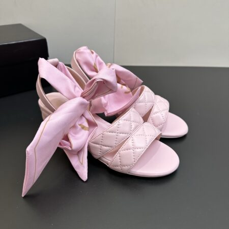 Chanel Women's Silk Bow High Heeled Sandals