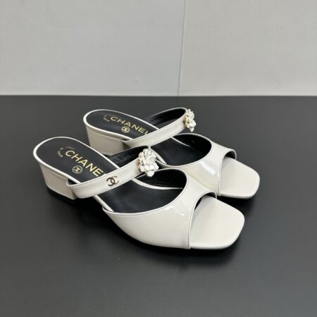 Chanel Double C Button Patent Leather Sandals