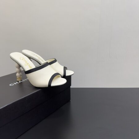 Chanel Coco Pearl Fish Mouth High Heeled Slippers