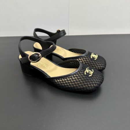 Chanel New Mesh Coarse Heel Sandals