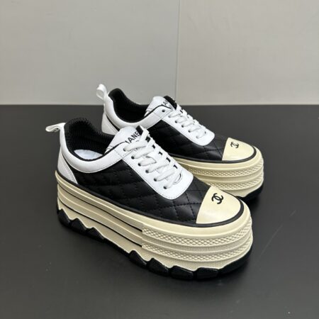 Chanel Diamond Patterned Lambskin Thick Soled Casual Shoes