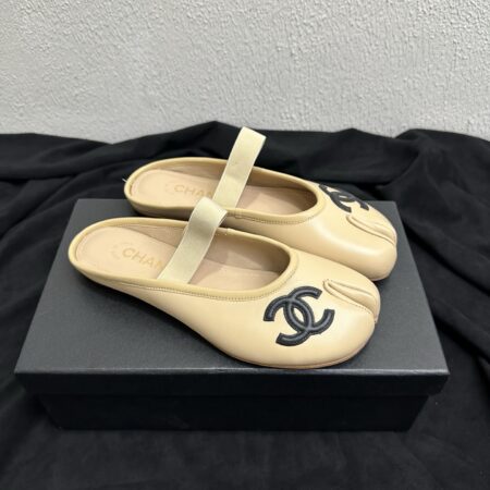 Chanel Split Toe Soft Lambskin Mary Jane Half Slippers