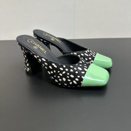 Chanel New High Heeled Toe Cap Half Slippers