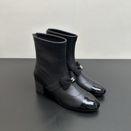 Chanel Butterfly Knot Snow White Elastic Short Boots